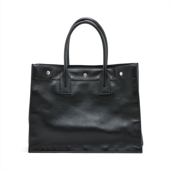 Yves Saint Laurent Rive Gauche Leather Tote Bag Black - Picture 2 of 9